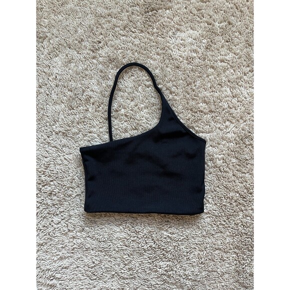 Zara Women's Asymmetric Crop Top in Black Size SMALL - Picture 1 of 5